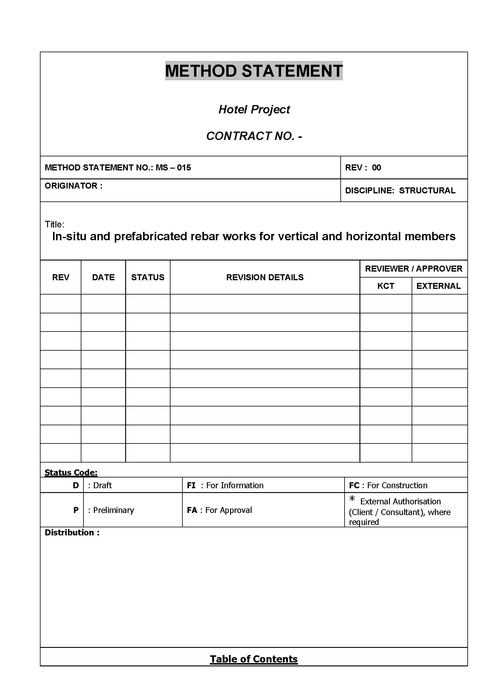 Detail Construction Method Statement Template Doc Nomer 24