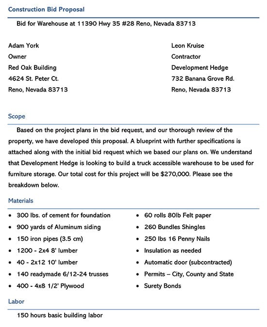 Detail Construction Rfp Template Nomer 28