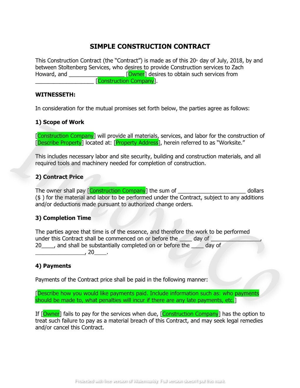 Detail Construction Terms And Conditions Template Nomer 29