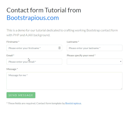 Detail Contact Form Bootstrap Template Nomer 18