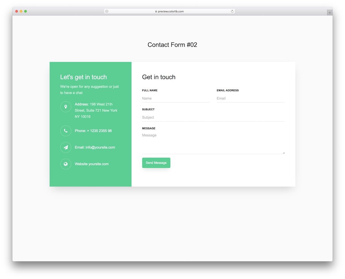 Detail Contact Form Bootstrap Template Nomer 10