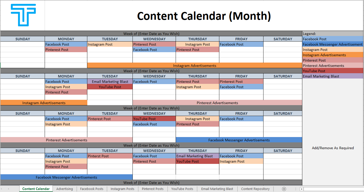 Detail Content Calendar Template Excel Nomer 9