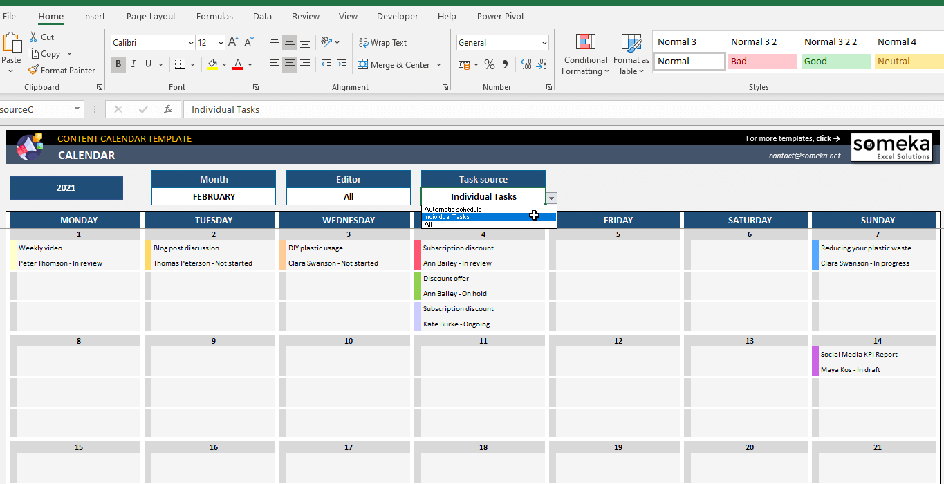 Detail Content Calendar Template Excel Nomer 11
