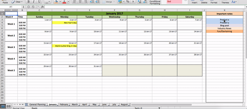 Detail Content Calendar Template Excel Nomer 22