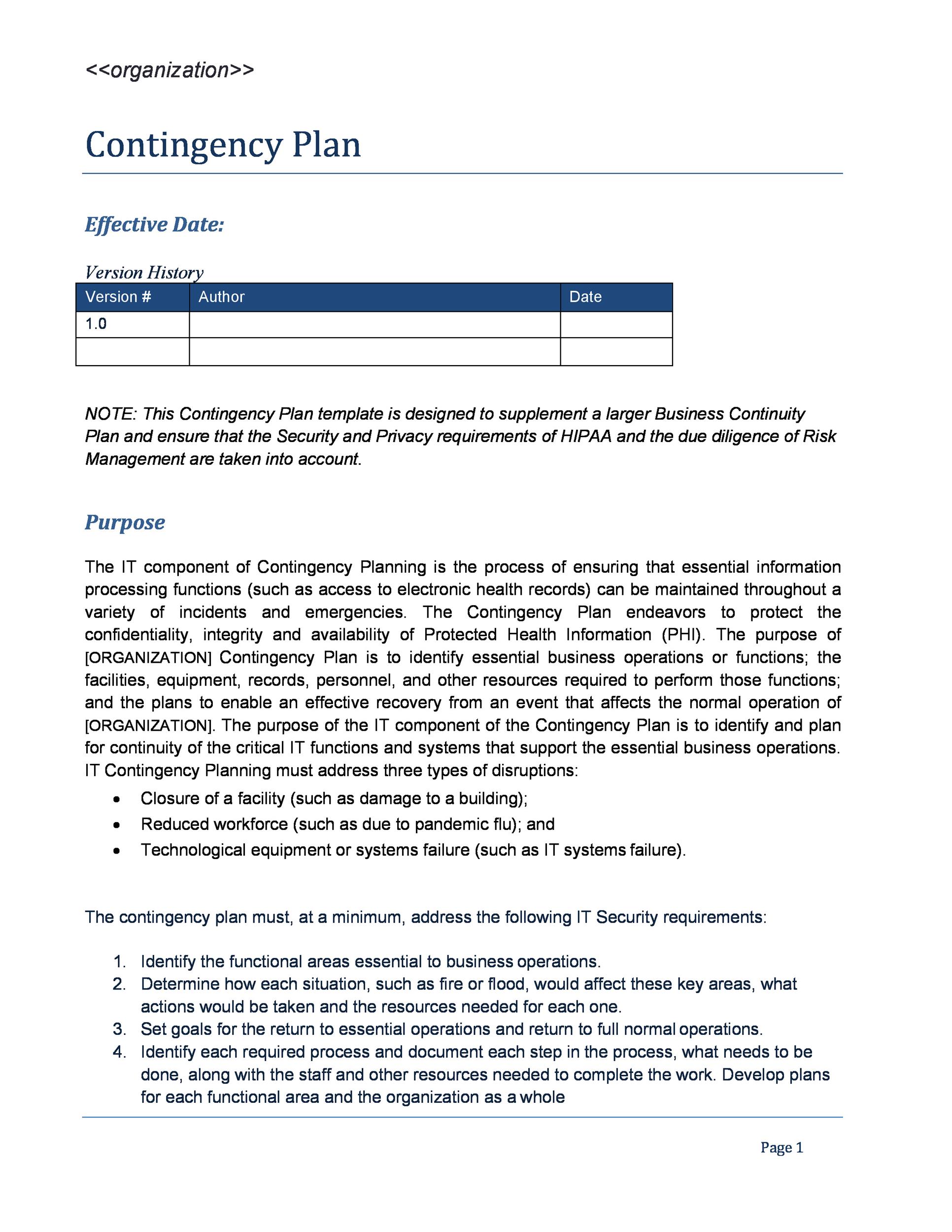 Detail Contingency Plan Template Nomer 28