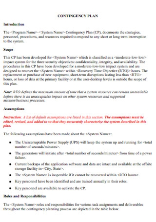 Detail Contingency Plan Template Nomer 52