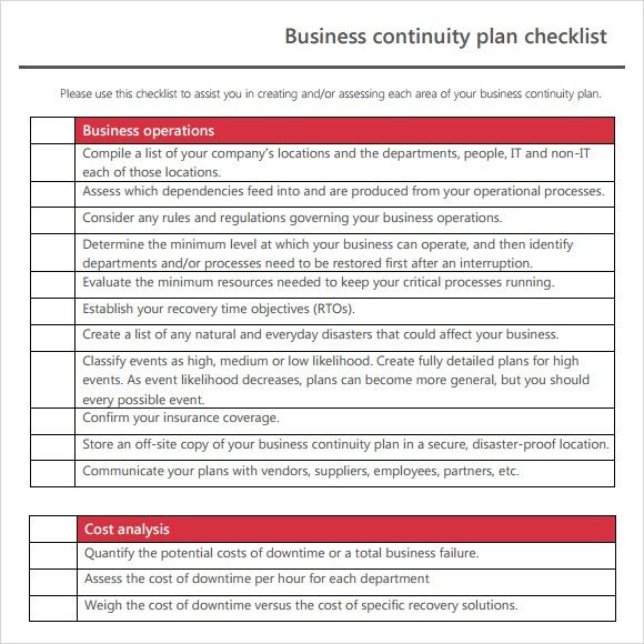 Detail Continuity Plan Template Nomer 20