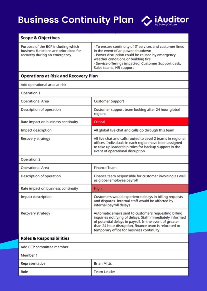 Detail Continuity Plan Template Nomer 21