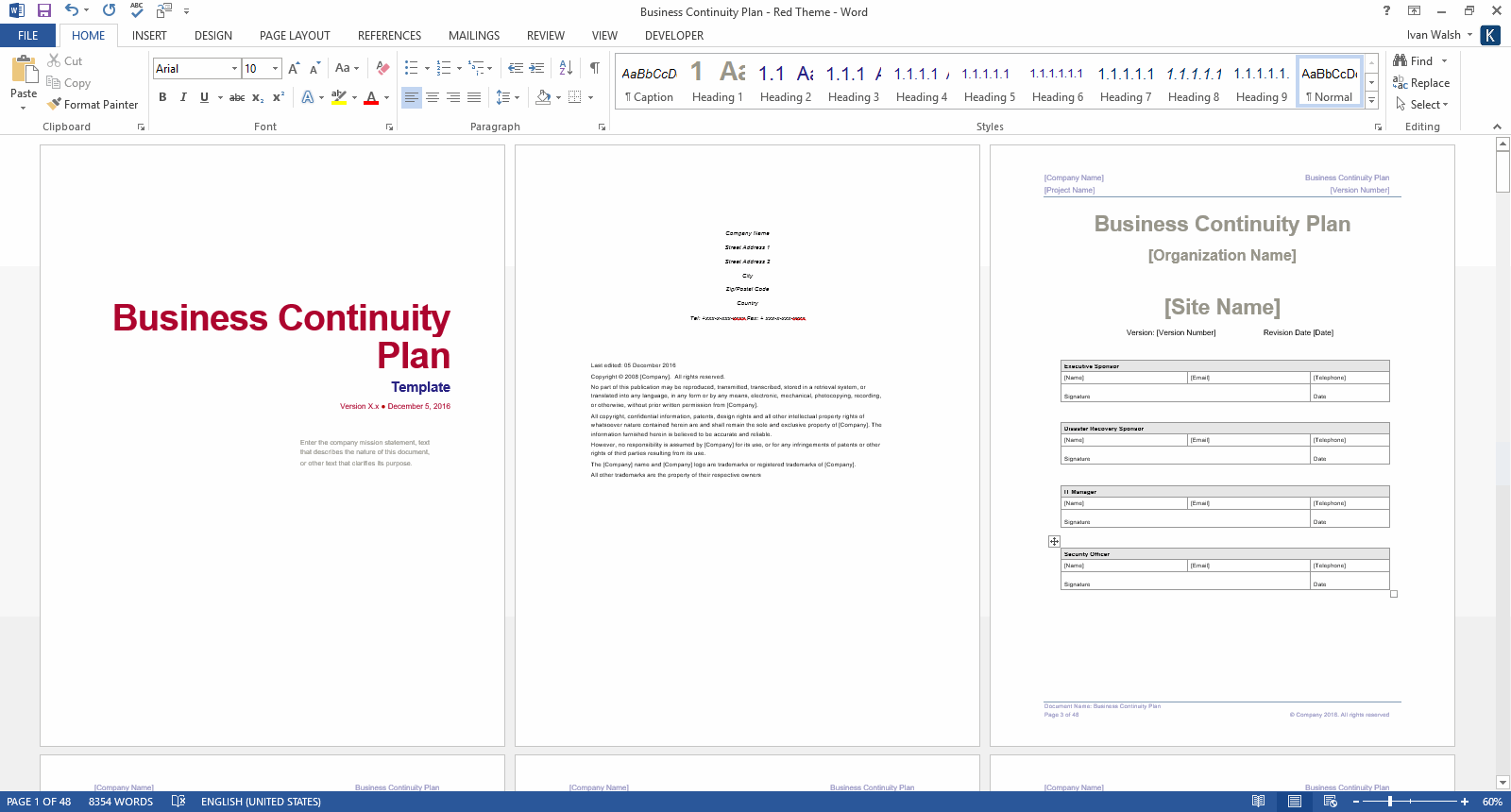 Detail Continuity Plan Template Nomer 26