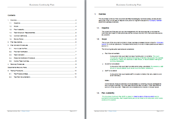 Detail Continuity Plan Template Nomer 39