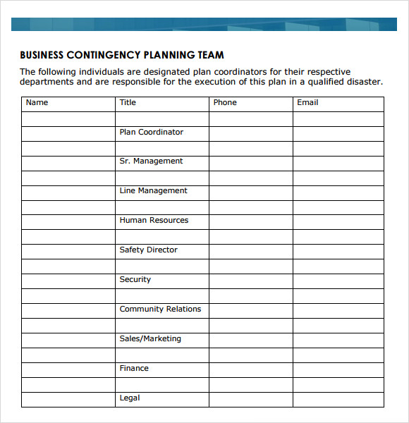 Detail Continuity Plan Template Nomer 41