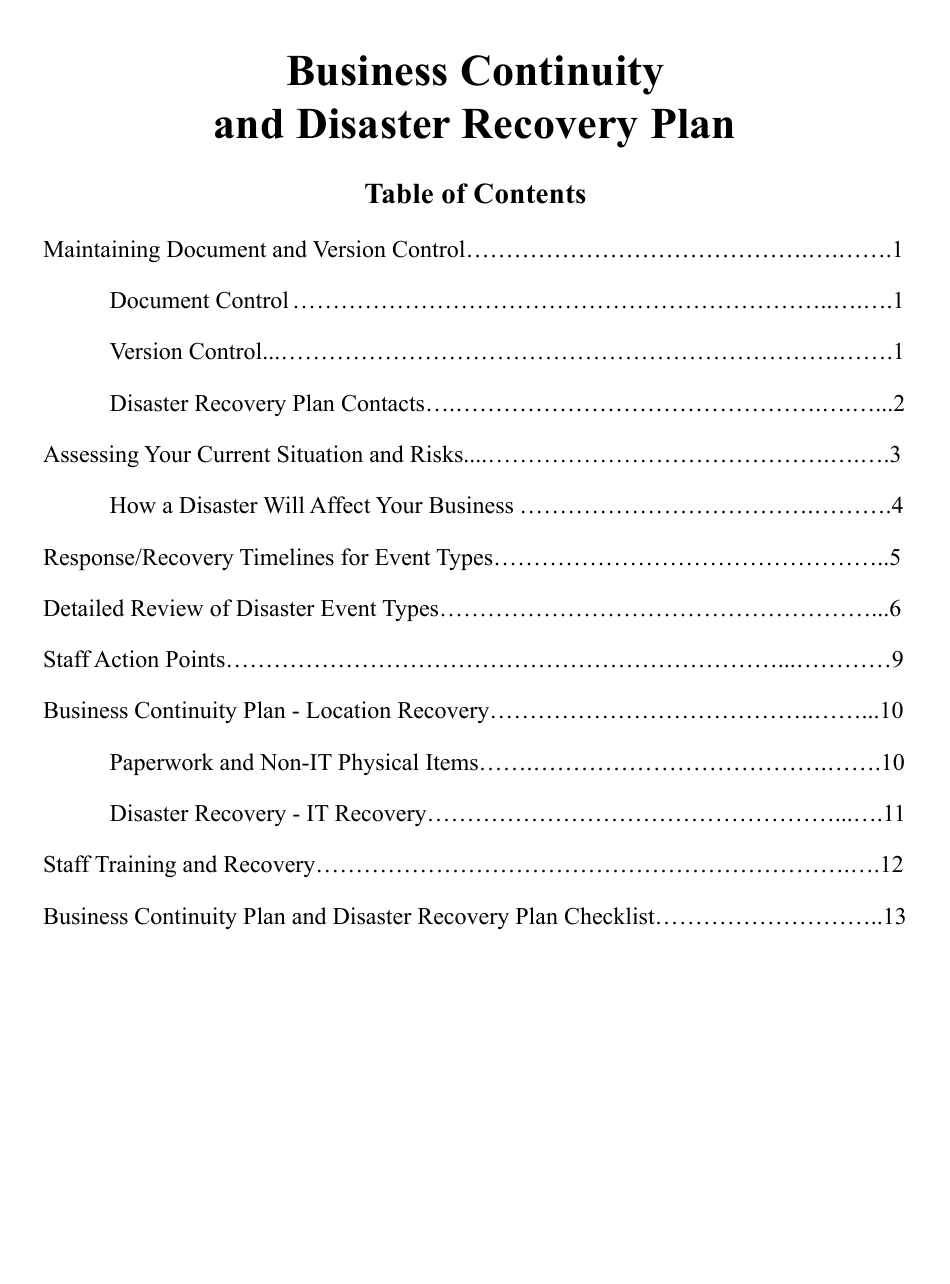 Detail Continuity Plan Template Nomer 48