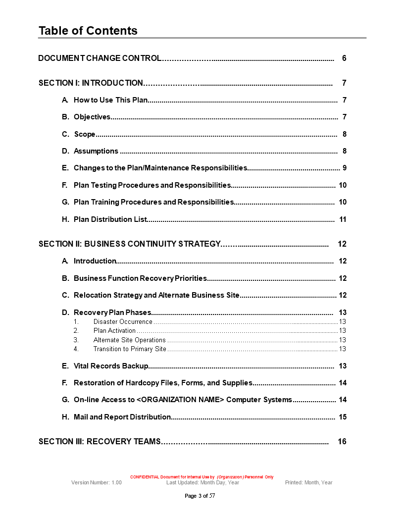 Detail Continuity Plan Template Nomer 53