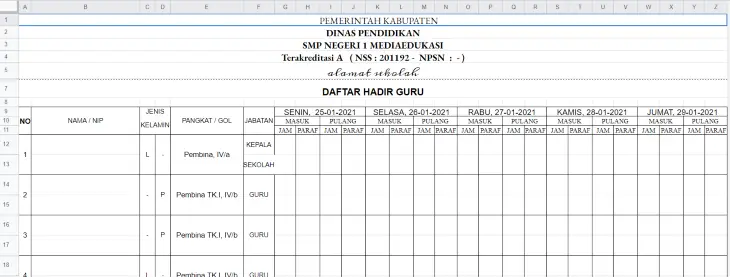 Detail Contoh Absen Guru Datang Dan Pulang Nomer 17