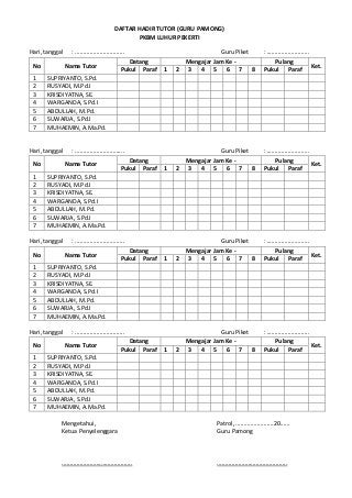Detail Contoh Absen Guru Datang Dan Pulang Nomer 22