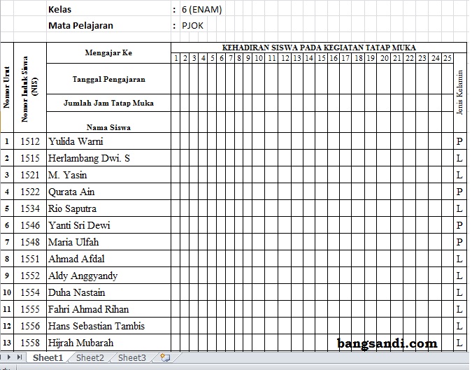 Detail Contoh Absen Guru Datang Dan Pulang Nomer 41