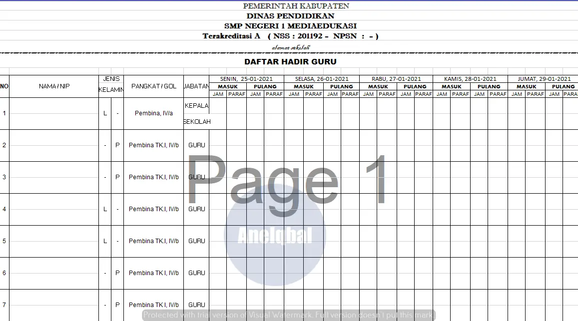 Detail Contoh Absen Guru Datang Dan Pulang Nomer 8