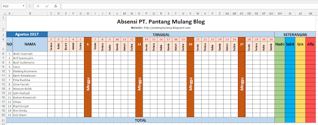 Detail Contoh Absensi Karyawan Bulanan Excel Nomer 20