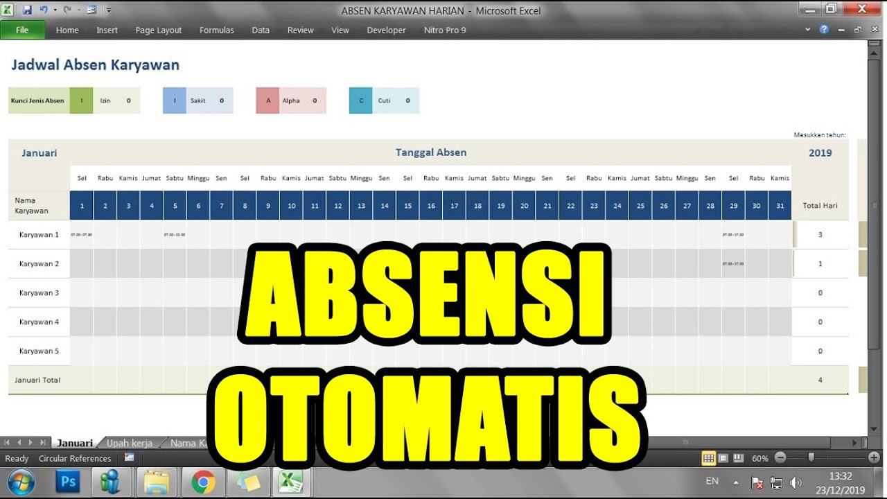 Detail Contoh Absensi Karyawan Bulanan Excel Nomer 22