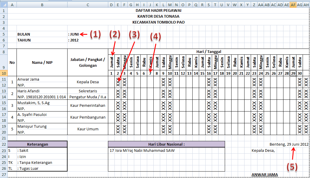Detail Contoh Absensi Karyawan Bulanan Excel Nomer 26