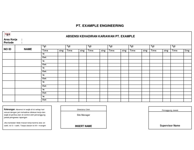 Detail Contoh Absensi Karyawan Document Download Nomer 3