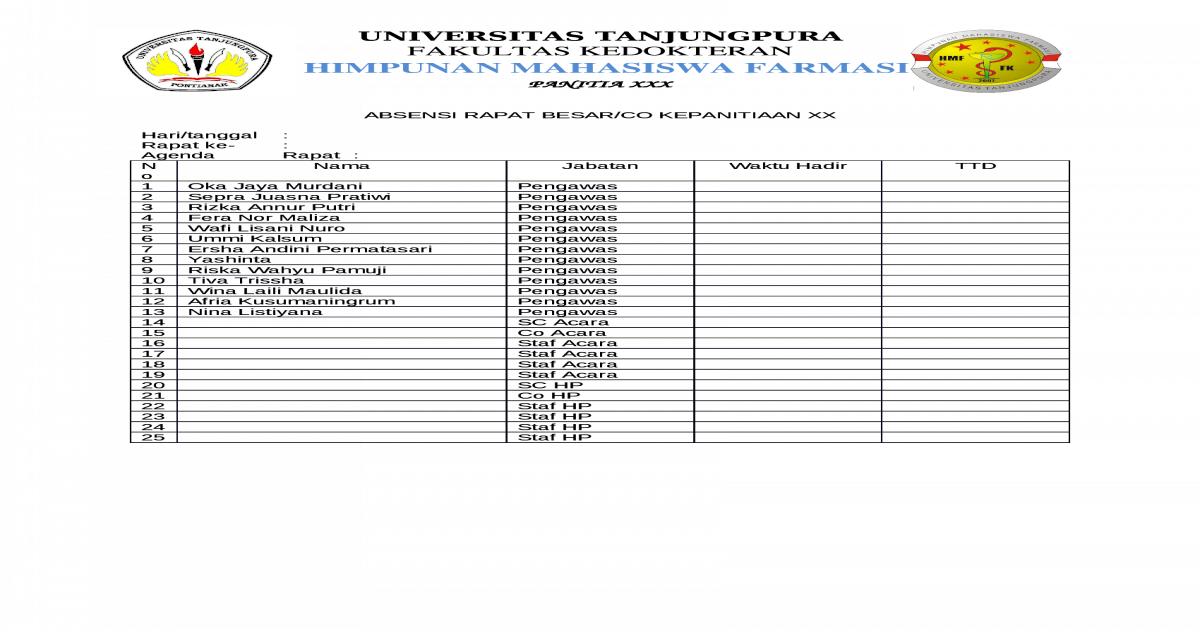 Detail Contoh Absensi Rapat Nomer 42