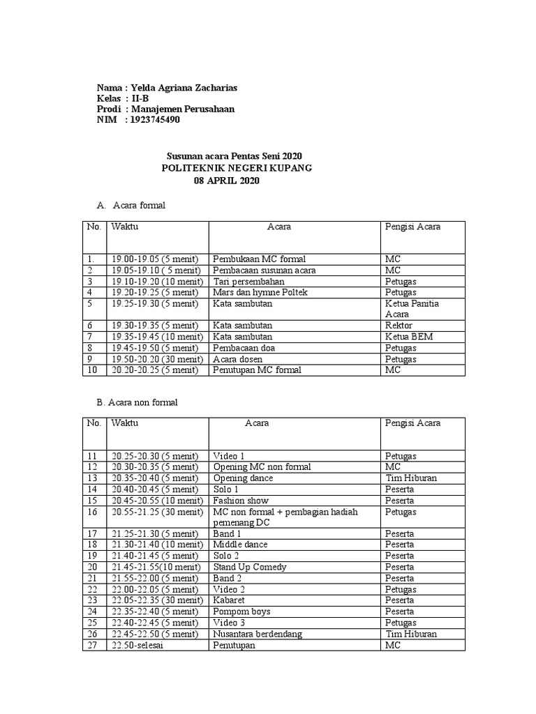 Detail Contoh Acara Semi Formal Nomer 13