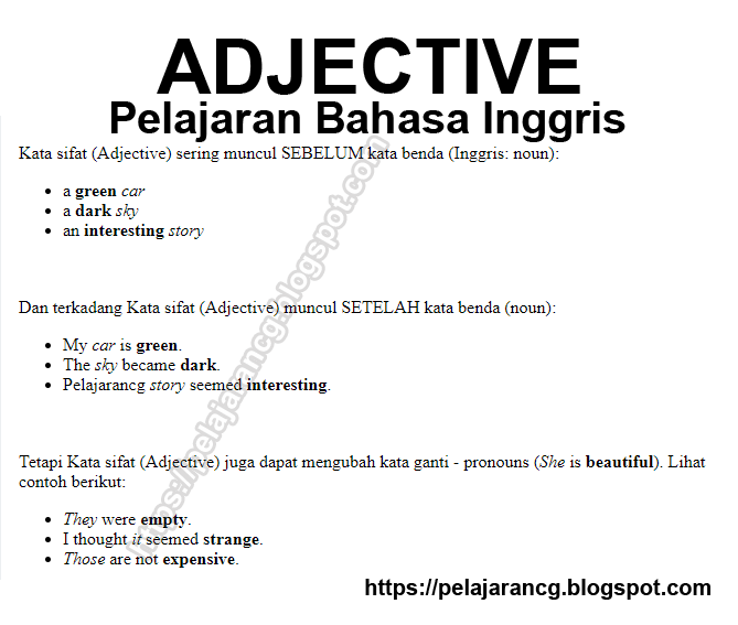 Detail Contoh Adjective Dalam Bahasa Inggris Nomer 30