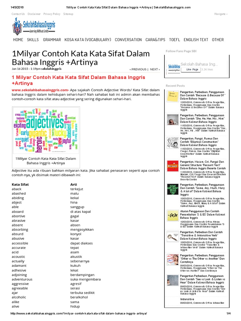 Detail Contoh Adjective Dalam Bahasa Inggris Nomer 43