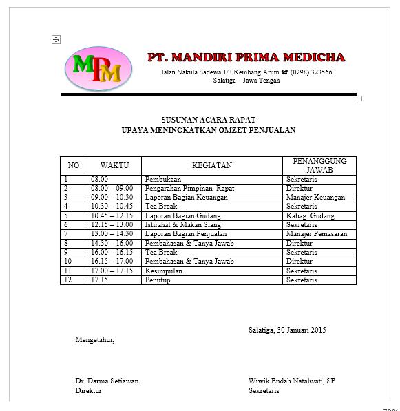 Detail Contoh Agenda Rapat Nomer 19