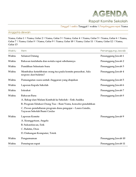 Download Contoh Agenda Rapat Nomer 25