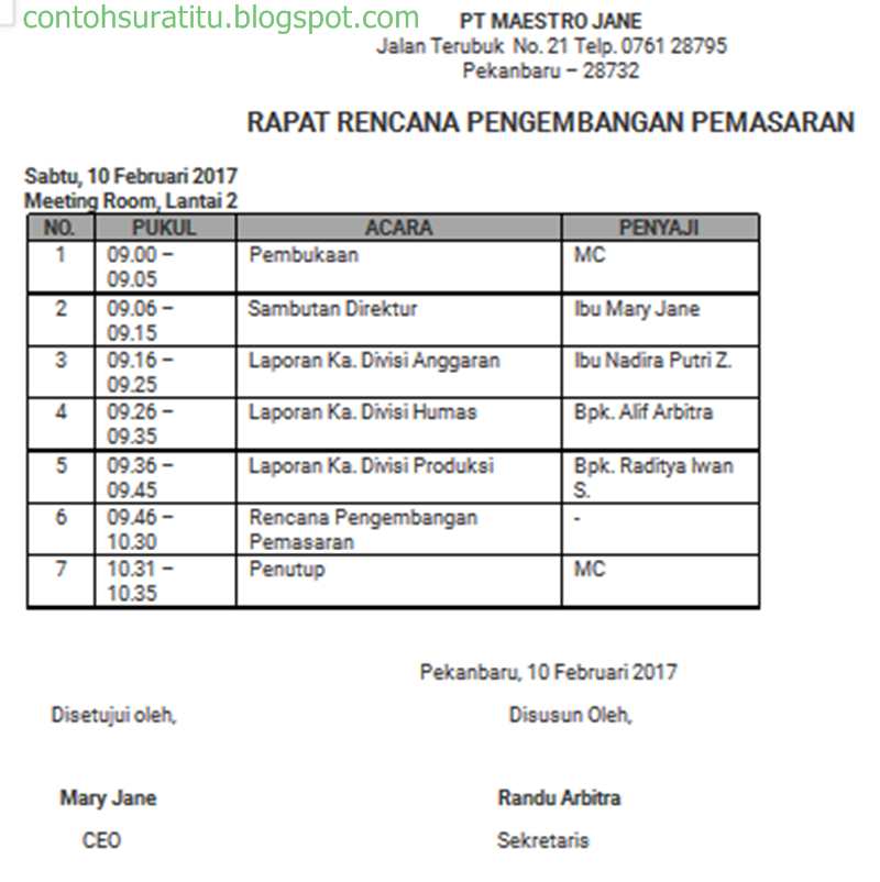 Detail Contoh Agenda Rapat Dan Susunan Acara Rapat Nomer 9