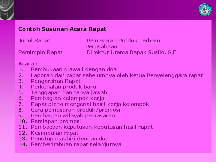 Detail Contoh Agenda Rapat Dan Susunan Acara Rapat Nomer 26