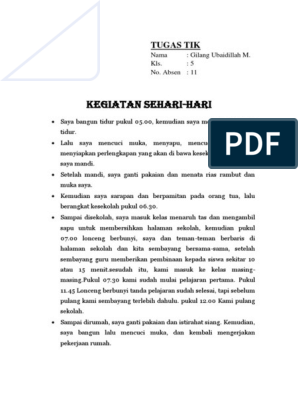 Detail Contoh Aktivitas Sehari Hari Dalam Bahasa Inggris Nomer 24