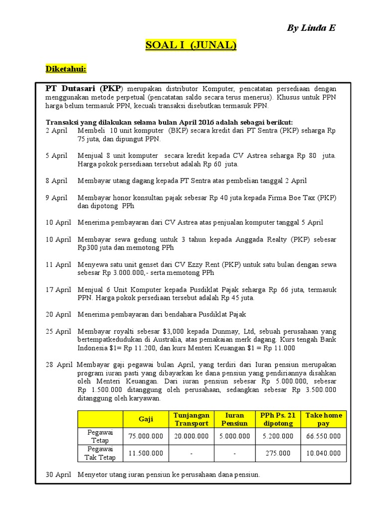 Detail Contoh Akuntansi Perpajakan Nomer 4