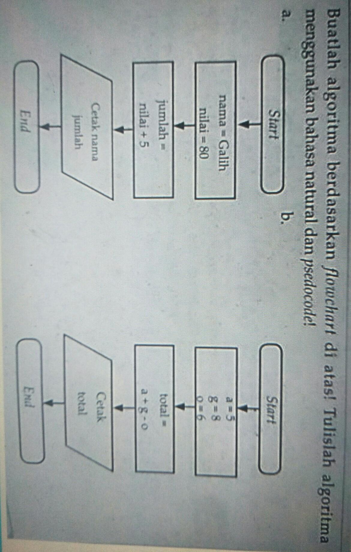 Contoh Algoritma Menggunakan Bahasa Natural Pseudocode Dan Flowchart ...