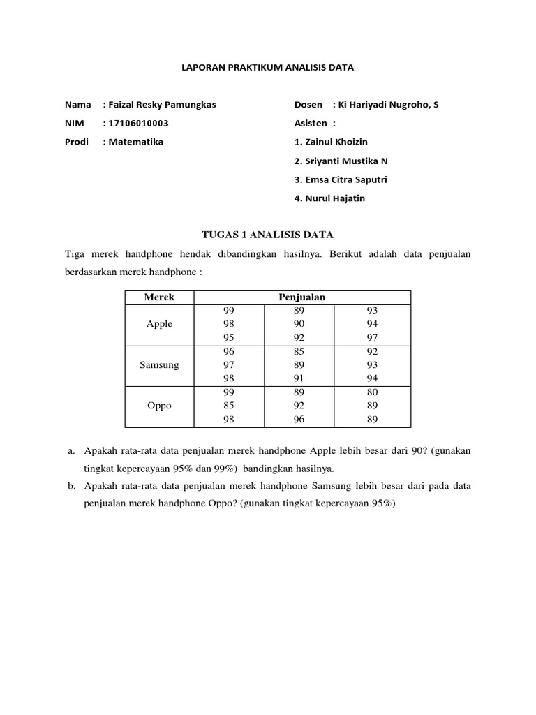 Detail Contoh Analisa Data Pada Laporan Nomer 4