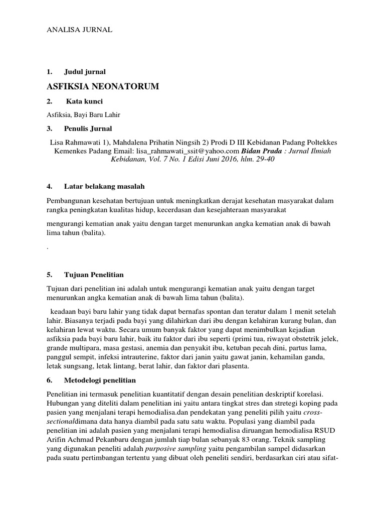 Detail Contoh Analisa Jurnal Nomer 5