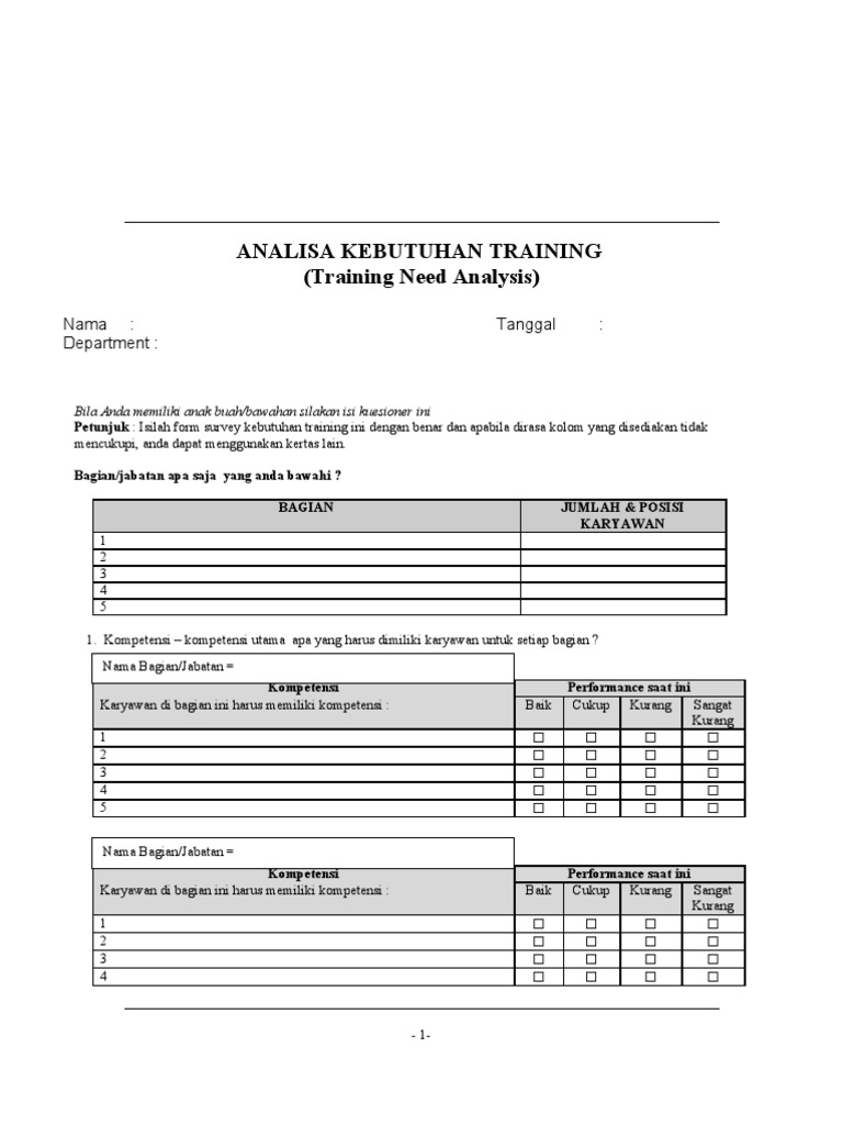 Detail Contoh Analisis Kebutuhan Pelatihan Nomer 11