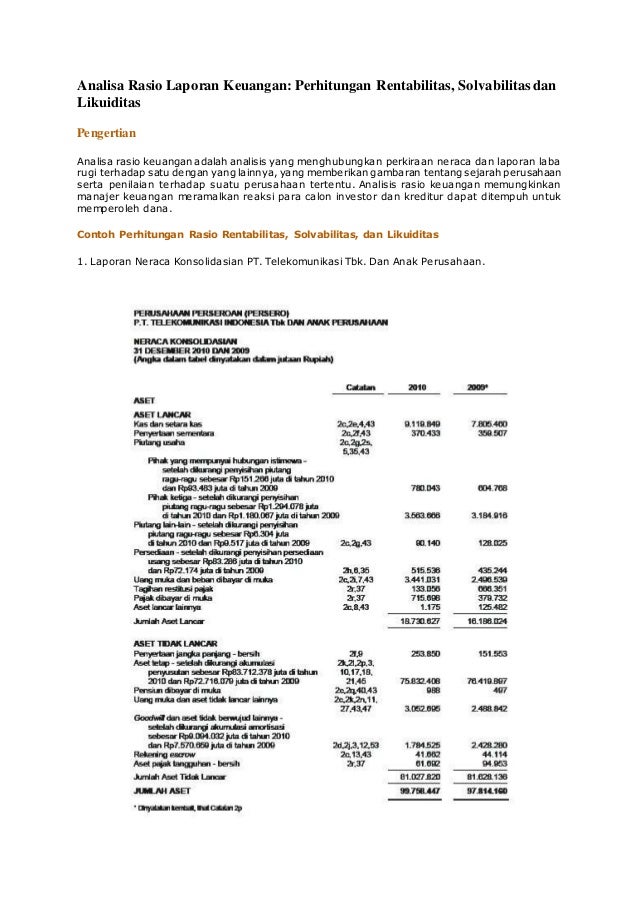 Detail Contoh Analisis Laporan Keuangan Perusahaan Tbk Nomer 2