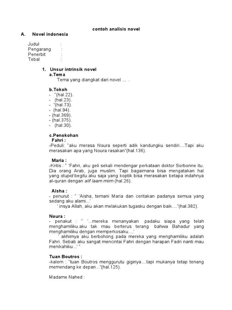 Detail Contoh Analisis Novel Nomer 4