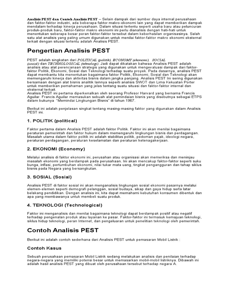 Detail Contoh Analisis Pestel Nomer 30