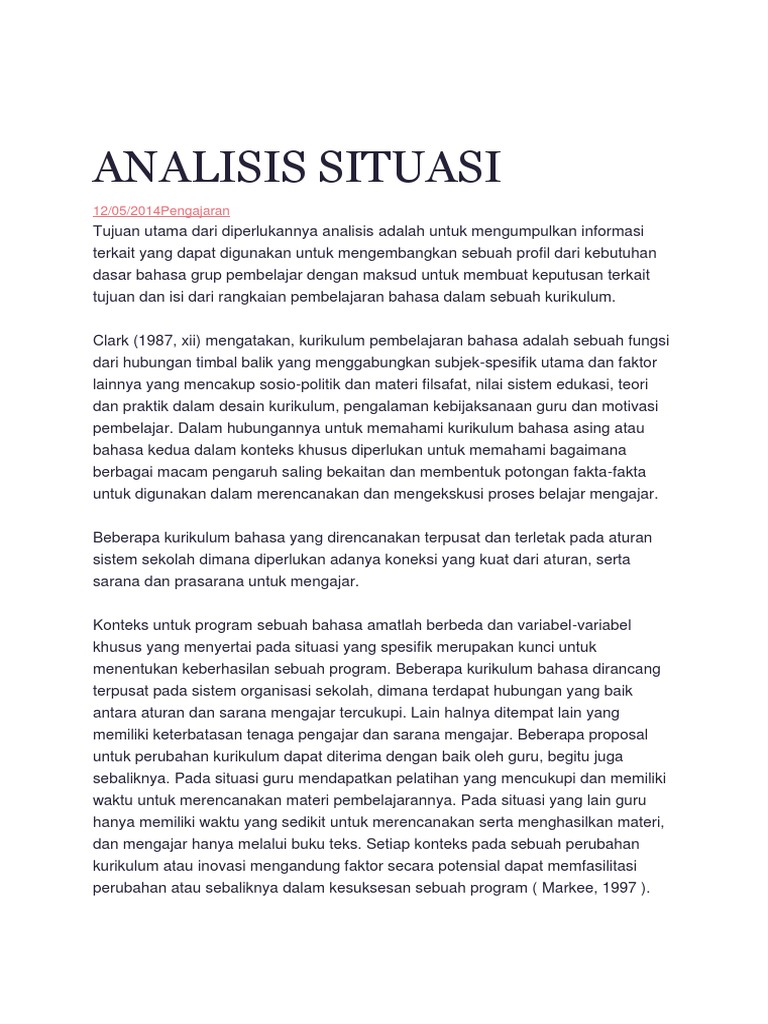 Detail Contoh Analisis Situasi Nomer 4