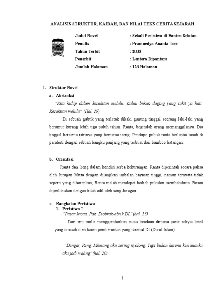 Detail Contoh Analisis Struktur Nomer 43