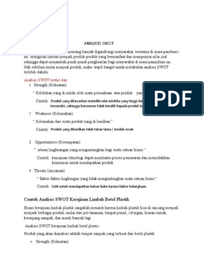 Detail Contoh Analisis Swot Kerajinan Limbah Plastik Nomer 48