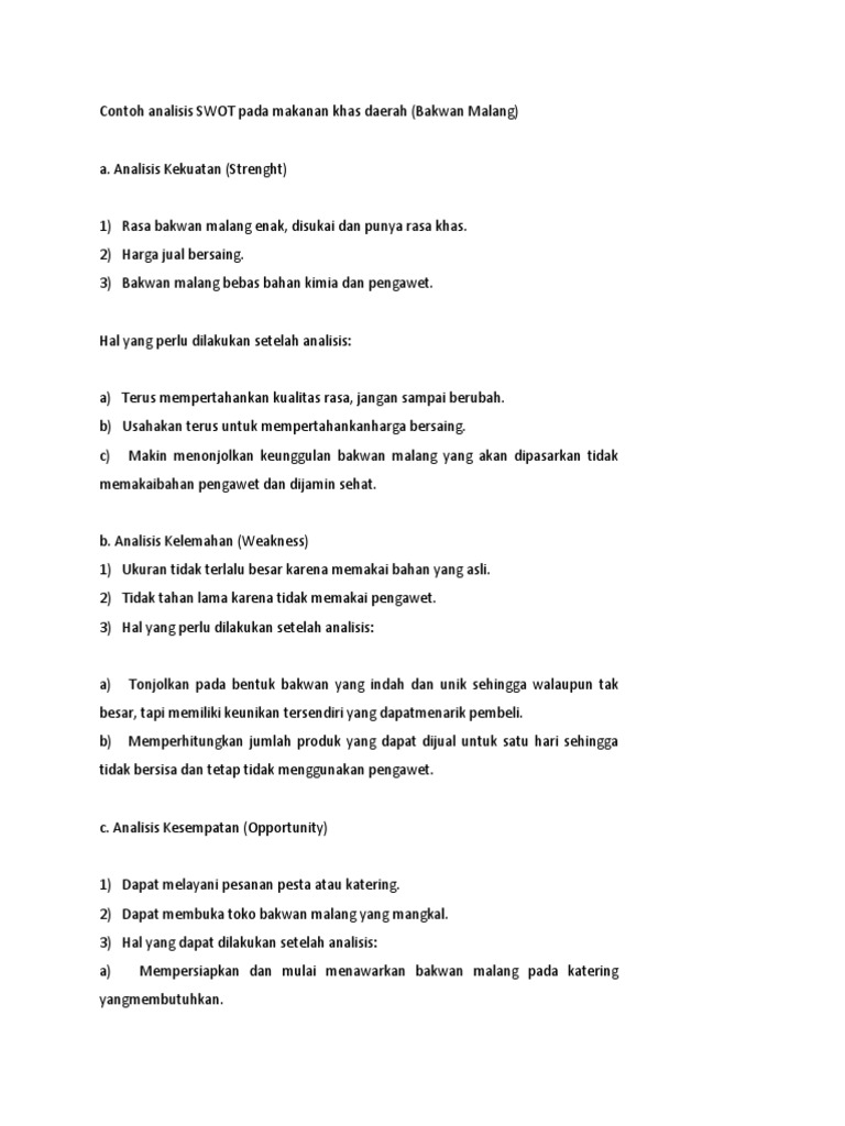 Detail Contoh Analisis Swot Makanan Nomer 37