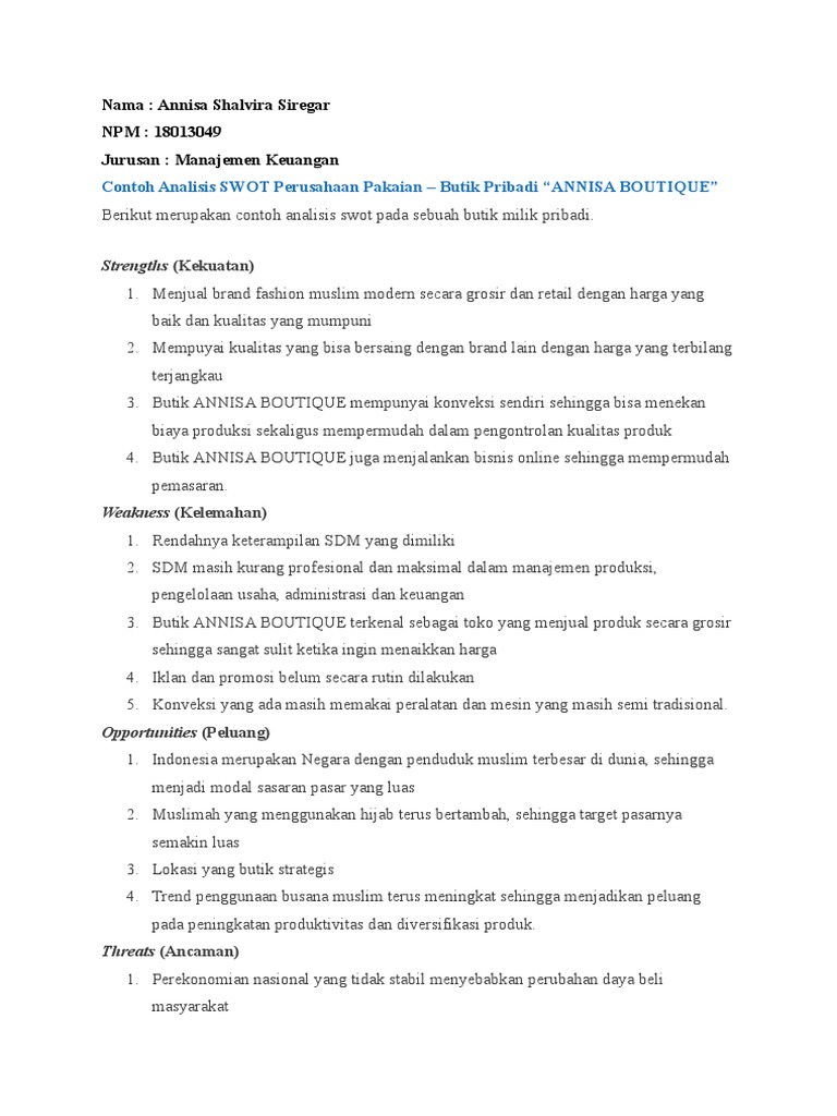Detail Contoh Analisis Swot Perusahaan Nomer 29