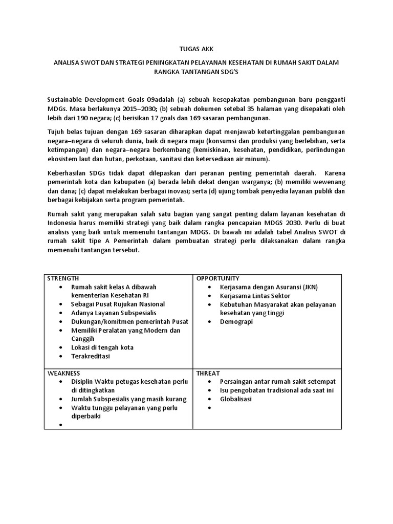 Detail Contoh Analisis Swot Rumah Sakit Nomer 21