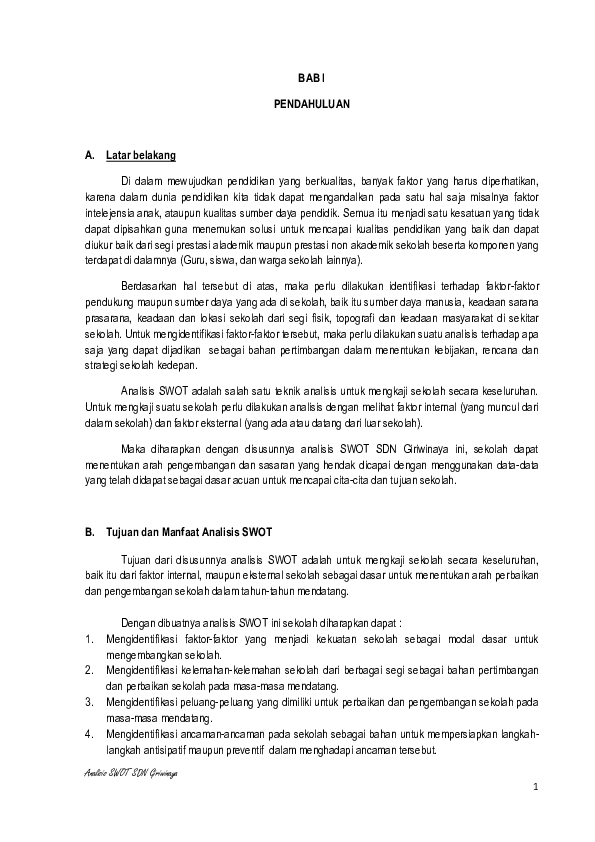 Detail Contoh Analisis Swot Sekolah Dasar Nomer 9