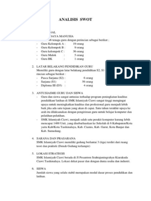 Detail Contoh Analisis Swot Sekolah Smk Nomer 16